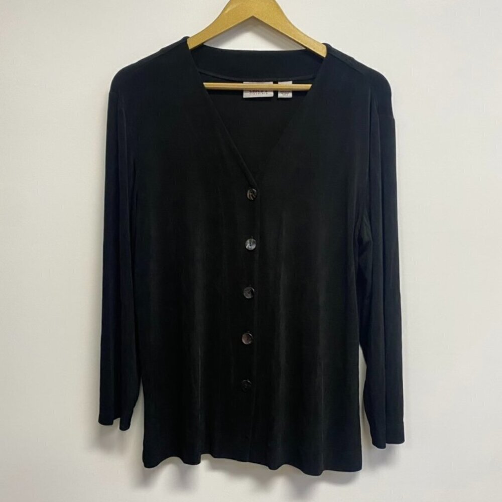 Chico's Travelers Black Button Down Top